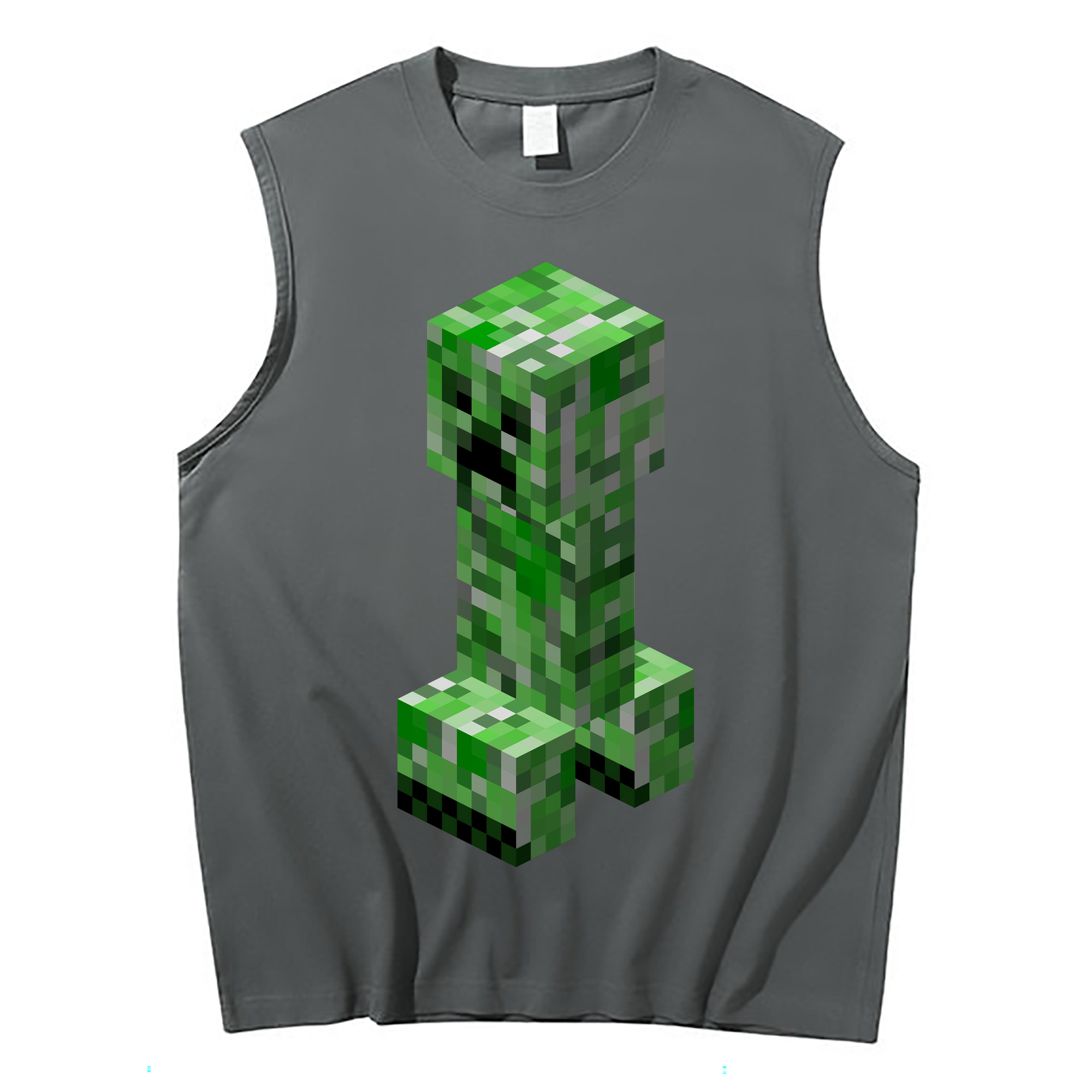 （画像用） マインクラフト ブロックの世界 Minecraft MC Block world コットン100％タンクトップ（フロントプリント）